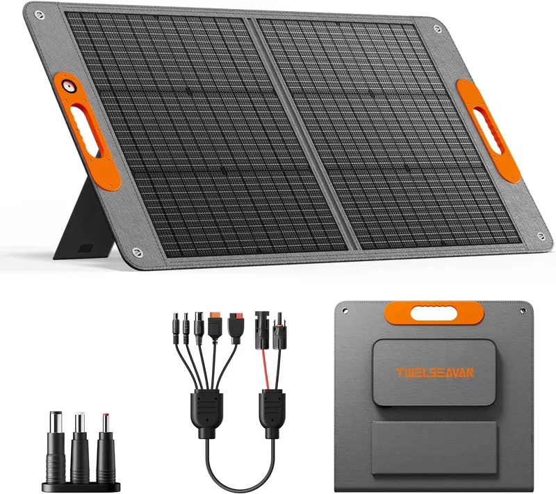 TWELSEAVAN 100W Portable Solar Panel for Power Station