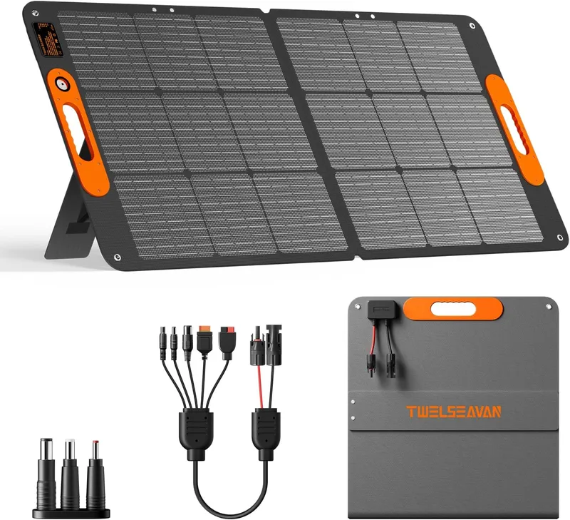 TWELSEAVAN 110W Portable Solar Panel for Power Station